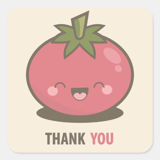 Stickers Merci tomate Kawaii très heureux (Devant)