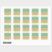 Stickers Merci turquoise Rustique Chevron (Feuille)