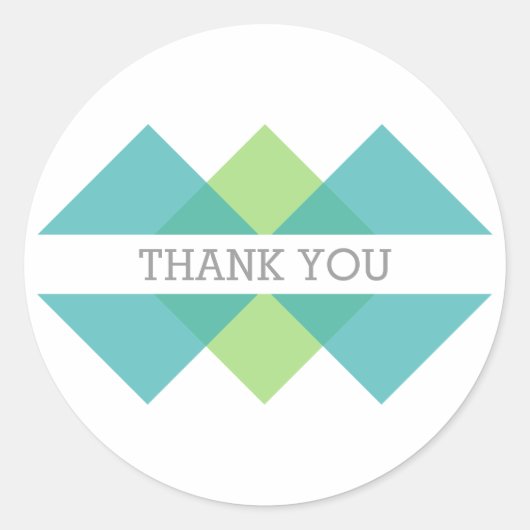 Stickers Merci turquoise vert géométrique (Devant)