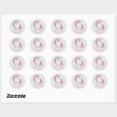 Stickers Merci Unicorne - Argent rond (Feuille)