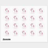 Stickers Merci Unicorne - Blanc rond (Feuille)