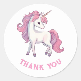 Stickers Merci Unicorne - Blanc rond
