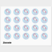 Stickers Merci Unicorne - Bleu rond (Feuille)