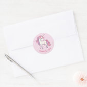 Stickers Merci Unicorne - Rose rond (Enveloppe)