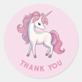 Stickers Merci Unicorne - Rose rond