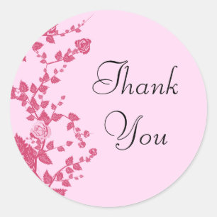 Stickers Merci Vins Roses romantiques