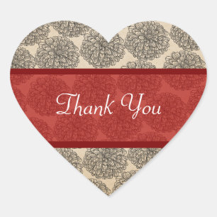 Stickers Merci vintage Zinnia, Rouge