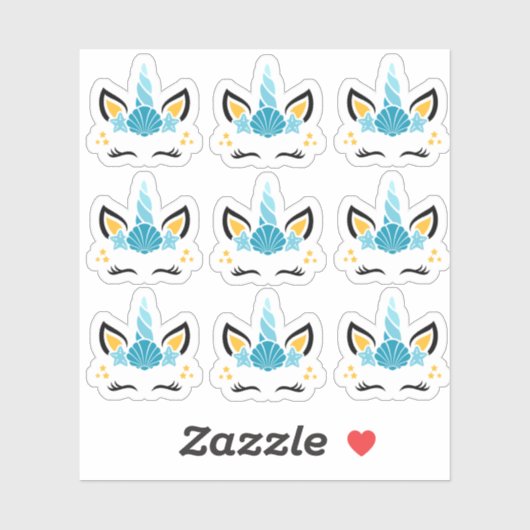 Stickers Mermaid Summer Unicorn (Feuille)