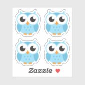 Stickers met blauwe uil (Vel)