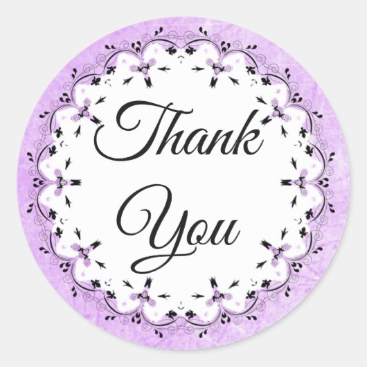 Stickers met dank voor lavender en zwart (Voorkant)