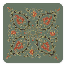 Stickers met fluweelgroen Oezbeeks ontwerp