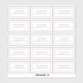 Stickers met het label Roze gingham-adres (Vel)