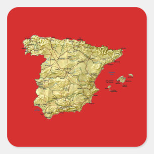 Stickers met kaart van Spanje