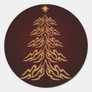 Stickers met rode kerstbomen
