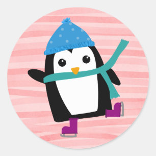 Stickers met ronde pinguïn