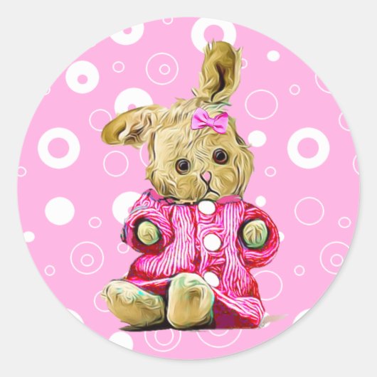 Stickers met roze Bunny en White Polka Dot (Voorkant)