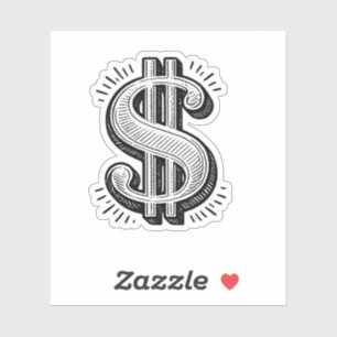 Stickers met vet geldsymbool voor ondernemers en i