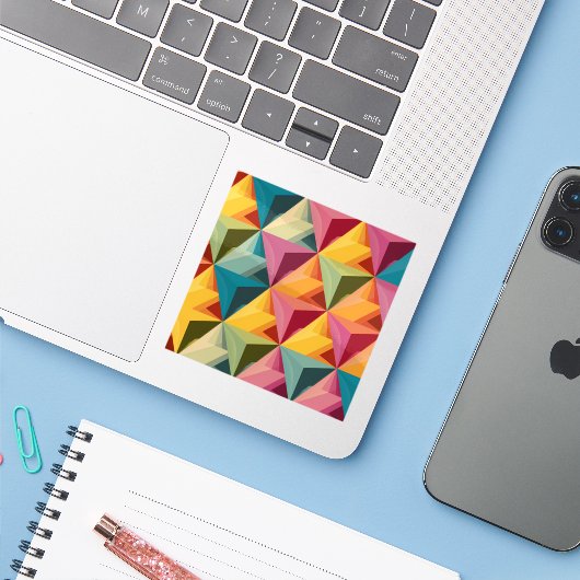 Stickers met vet geometrisch driehoekpatroon (Laptop met iPhone)