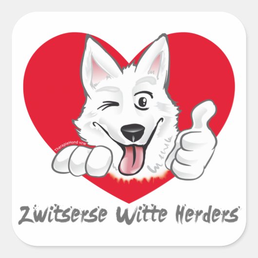 Stickers met Zwitserse Witte Herder Thumb Up (Voorkant)