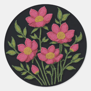 Stickers Metis Beadwork Art natif Cosmos Fleurs