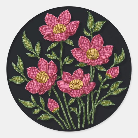 Stickers Metis Beadwork Art natif Cosmos Fleurs (Devant)