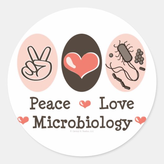 Stickers Microbiologie Peace Love (Devant)