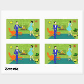 Stickers Mid Century Moderne Couple (Feuille)