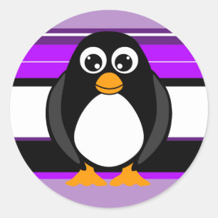 Stickers mignonette en pingouin violet