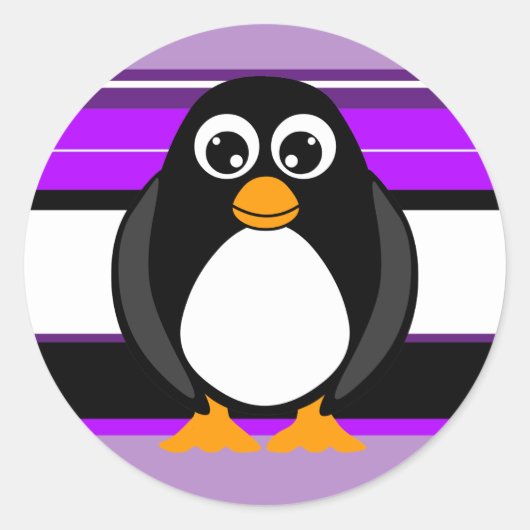 Stickers mignonette en pingouin violet (Devant)
