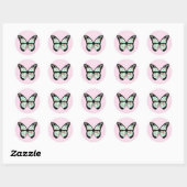 Stickers Mignons rose blanc et papillon Turquoise (Feuille)
