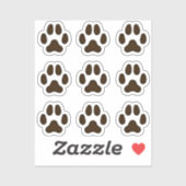 Stickers Mini Chien Empreintes de pattes Brown fon (Feuille)