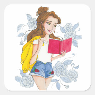 Stickers, moderne prinses Belle Vierkante Sticker