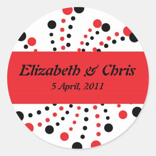 Stickers modernes Dot rouge et noir pour Mariage (Devant)