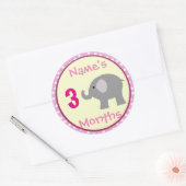 Stickers Mois Eléphant Fille Bébé Personnalisé (Enveloppe)