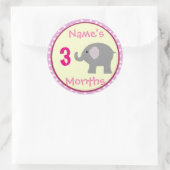 Stickers Mois Eléphant Fille Bébé Personnalisé (Sac)