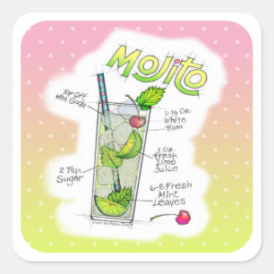 STICKERS - MOJITO RECIPE COCKTAIL ART