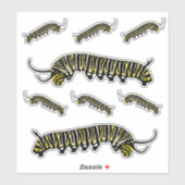 Stickers Monarque Papillon Caterpillar Illustré (Feuille)