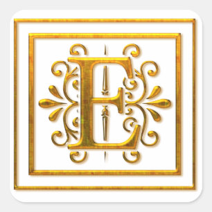 Stickers Monogram Golden E élégant