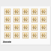 Stickers Monogram Golden K élégant (Feuille)