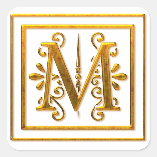 Stickers Monogram Golden M élégant (Devant)