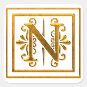 Stickers Monogram Golden N Élégant