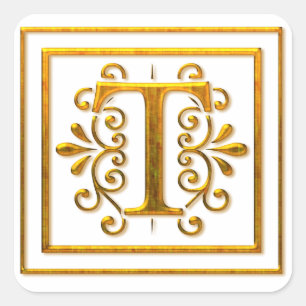 Stickers Monogram Golden T élégant