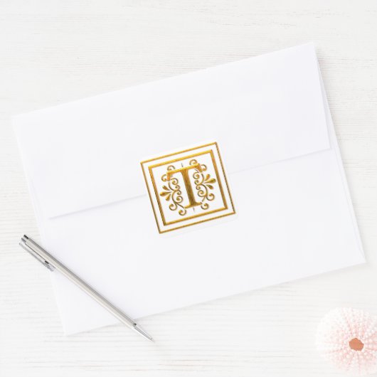 Stickers Monogram Golden T élégant (Enveloppe)
