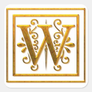 Stickers Monogram Golden W élégant