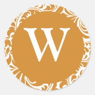 Stickers Monogram W Latte White Invitation Seals