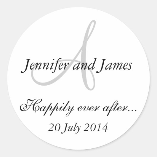 Stickers Monogramme A pour les faveurs de mariage (Devant)