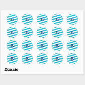 Stickers Monogramme à rayures d'aqua (Feuille)