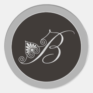 Stickers Monogramme Argent : Initiale B
