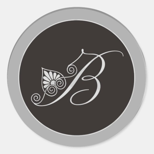 Stickers Monogramme Argent : Initiale B (Devant)