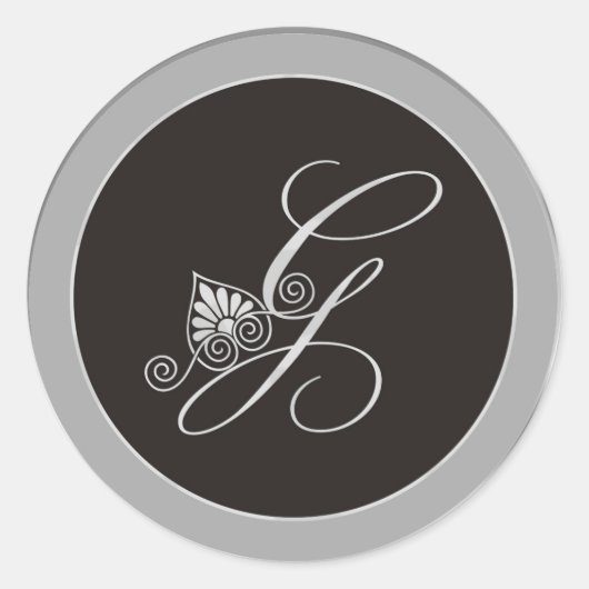 Stickers Monogramme Argent : Initiale G (Devant)